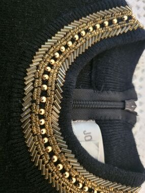 Jones New York Black Knit Top with Label Detail